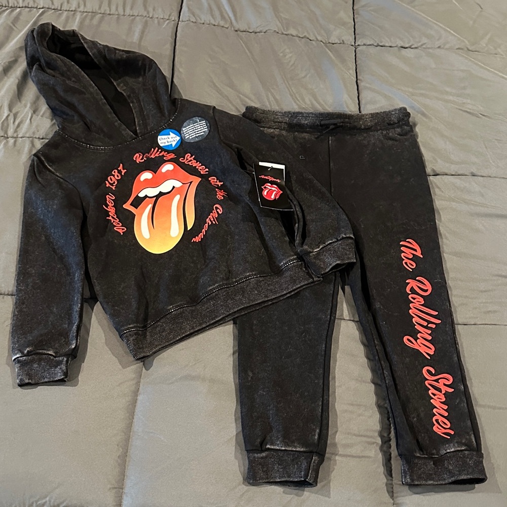 The Rolling Stones Kids Black Joggers with Red Accents